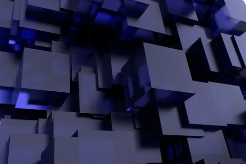 Abstract blue glass cube. 3D render Stock Illustration
