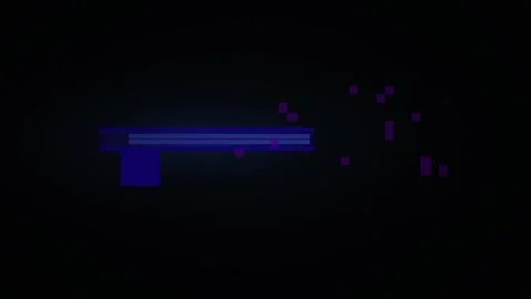 Abstract Blue Glitch Effect Overlay on Black Background. Stock Footage 334412100