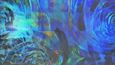 Abstract blue glitch texture with distorted digital wave patterns. Stock Illustration