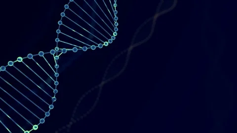 Abstract blue glittering DNA double helix with depth of field. Animation of DNA 動画素材 108909485