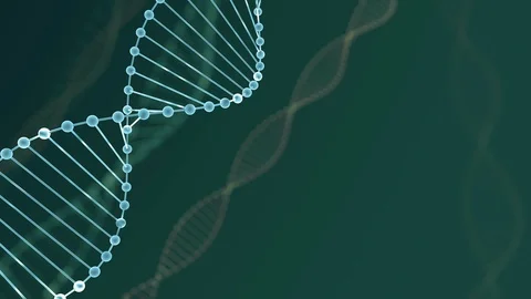 Abstract blue glittering DNA double helix with depth of field. Animation of DNA Vídeo Stock 110797725