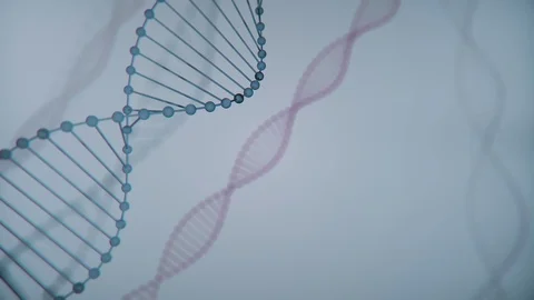 Abstract blue glittering DNA double helix with depth of field. Animation of DNA 動画素材 124314817