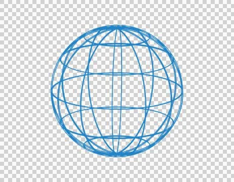 Abstract blue globe wireframe with intersecting lines Illustrazione stock