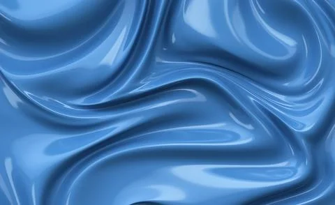 Abstract blue glossy wave background with smooth liquid shapes Stock Illustration