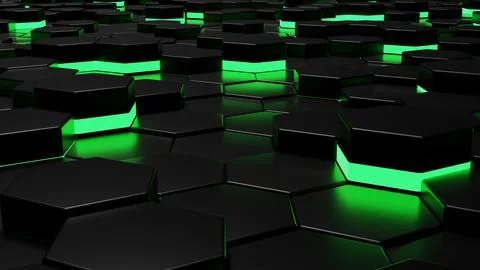 Abstract Blue Glow Hexagon Pattern Stock Illustration