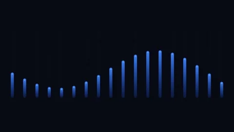 Abstract blue glowing bar graph visualization on a black background 動画素材 338310221