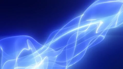 Abstract blue glowing with bright fire energy magic waves from lines on a d.. Stock Illustration