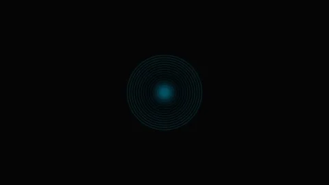 Abstract blue glowing concentric circular rings on a dark black background Stock Footage 339615267