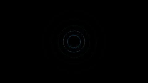 Abstract blue glowing concentric dotted circles moving on dark digital back.. 動画素材 346433762