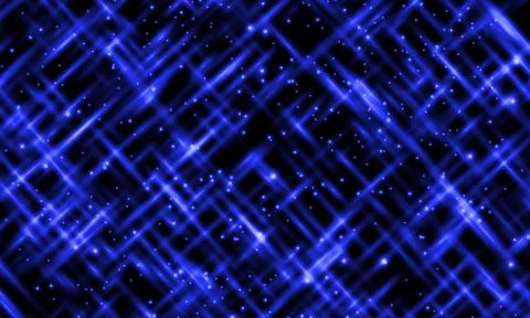 Abstract blue glowing crossed light lines and sparkles background. shimmering Stock Illustration