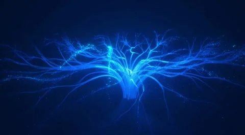 Abstract blue glowing data network tree Stock Footage 331453813