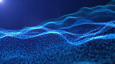 Abstract blue glowing digital waves made of shining particles Stock Footage 242201777