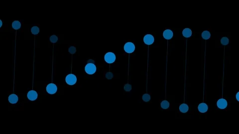 Abstract Blue Glowing DNA Double Helix Structure Rotating in Dark Scientifi.. Stock Footage 340024911