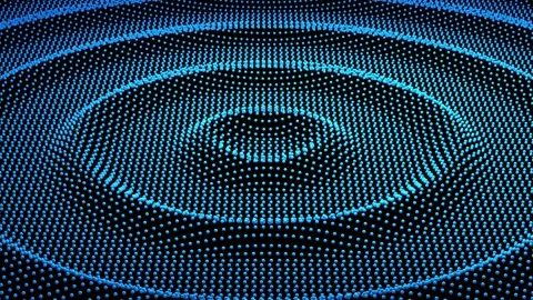 Abstract blue glowing dot wave pattern on black background. Stock Footage 332703644