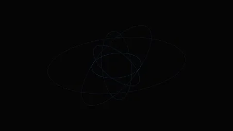 Abstract blue glowing elliptical orbits forming a complex atomic structure Stock Footage 339616405
