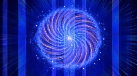 Abstract blue glowing energy vortex swirling Stock Footage 331453410