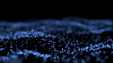 Abstract blue glowing energy waves from particles and magical dots with blur  Illustrazione stock