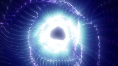 Abstract blue glowing eye-like vortex with radiant plasma lines Stock Footage 337132312
