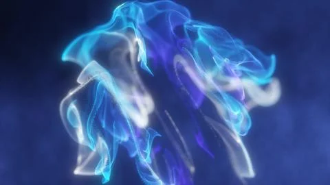 Abstract blue glowing fluid of particles and waves abstract liquid background イラスト素材