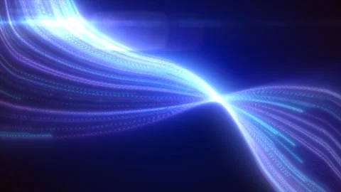 Abstract blue glowing flying waves from lines energy magical background Stock Footage 252684371