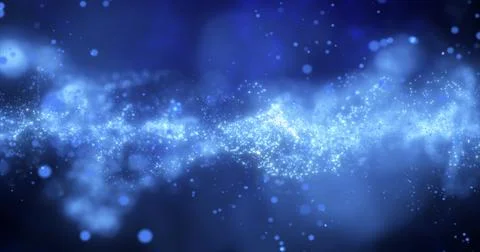Abstract blue glowing flying waves of energy particles futuristic high tech.. 스톡 일러스트