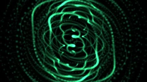 Abstract Blue Glowing Geometric Circles and Particle Network on Black Stock Footage 345949152