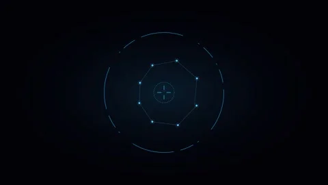 Abstract blue glowing geometric digital node network on dark background Video stock 338310475