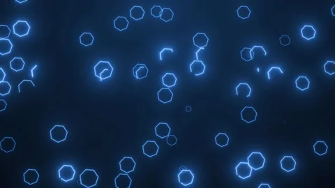 Abstract blue glowing hexagons move slowly on dark background Stock Footage 327472457