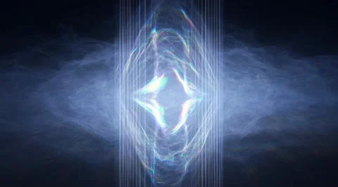 Abstract blue glowing light and geometric energy waves Stock Footage 331449866
