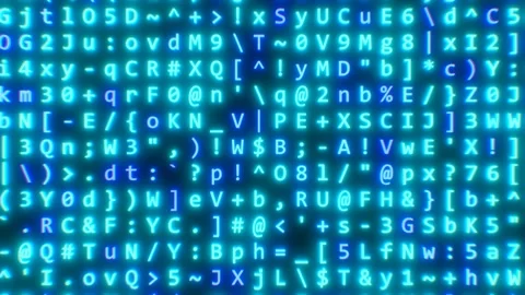 Abstract Blue Glowing Moving Computer Hacker Code Ciphertext Concept Stock Footage 278646051