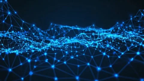 Abstract blue glowing network connections data flow digital technology conc.. Stock Footage 321340485
