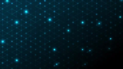Abstract blue glowing network grid with connected nodes, motion background Stock Footage 325864208