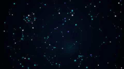 Abstract blue glowing network plexus lines and nodes connecting on a dark backgr Stock Footage 348273853