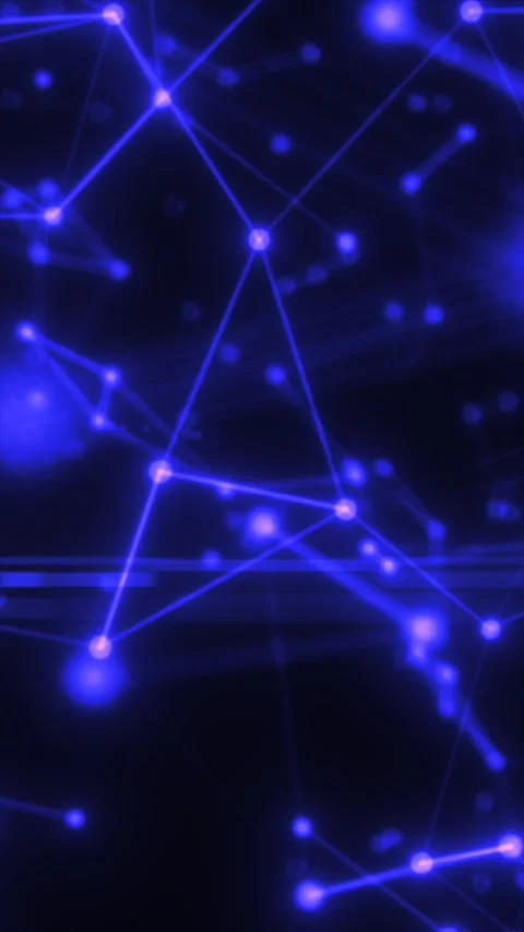 Abstract blue glowing nodes connected by shining digital lines forming a fu.. Stock Footage 322129770