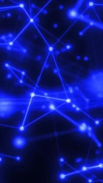 Abstract blue glowing nodes connected by shining digital lines forming a fu.. Illustrazione stock