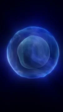 Abstract blue glowing organic form resembling a living cell, symbolizing bi.. Stock Illustration