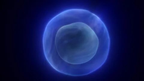Abstract blue glowing organic form resembling a living cell Stock Illustration