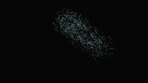 Abstract blue glowing particle cloud moving on black background Stock Footage 346663528