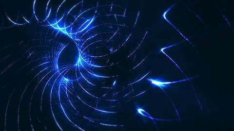 Abstract Blue Glowing Particle Wave Spiral Stock Illustration