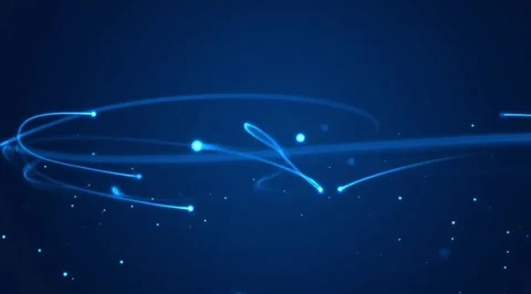 Abstract blue glowing particles and light trails Stock Footage 331455049