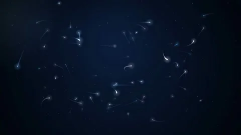 Abstract blue glowing particles floating in dark space with flowing light 库存影片 346214451