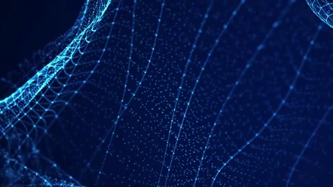 Abstract Blue Glowing Particles Moving In Waves Video stock 185752436