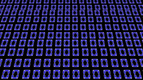 Abstract blue glowing rectangles in a repeating grid on a black background,.. Stock Footage 340528731
