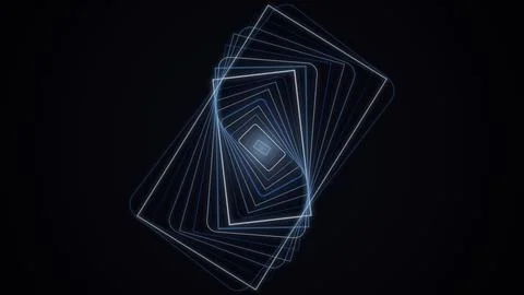 Abstract Blue Glowing Rectangles Tunnel Background Stock Illustration