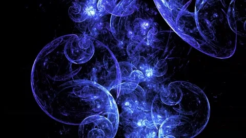 Abstract Blue Glowing Smoke and Curved Light Trails on Black Background Vidéo 345949056