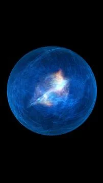 Abstract blue glowing sphere with bright fiery energy at its core, symboliz.. 스톡 일러스트