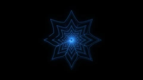 Abstract blue glowing star shape made of light particles 库存影片 345704205