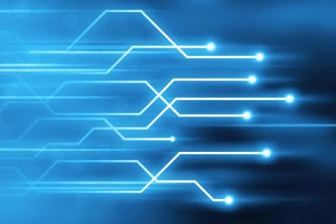 Abstract blue glowing trail lines technology background Stock Illustration