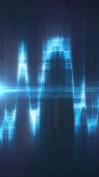 Abstract blue glowing waveform resembling a digital signal, financial chart.. Illustrazione stock
