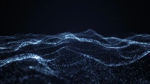 Abstract blue glowing waves from particles and dots Stock Footage 252685042
